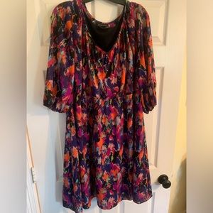 Multicolor print, mini dress, size 18/20